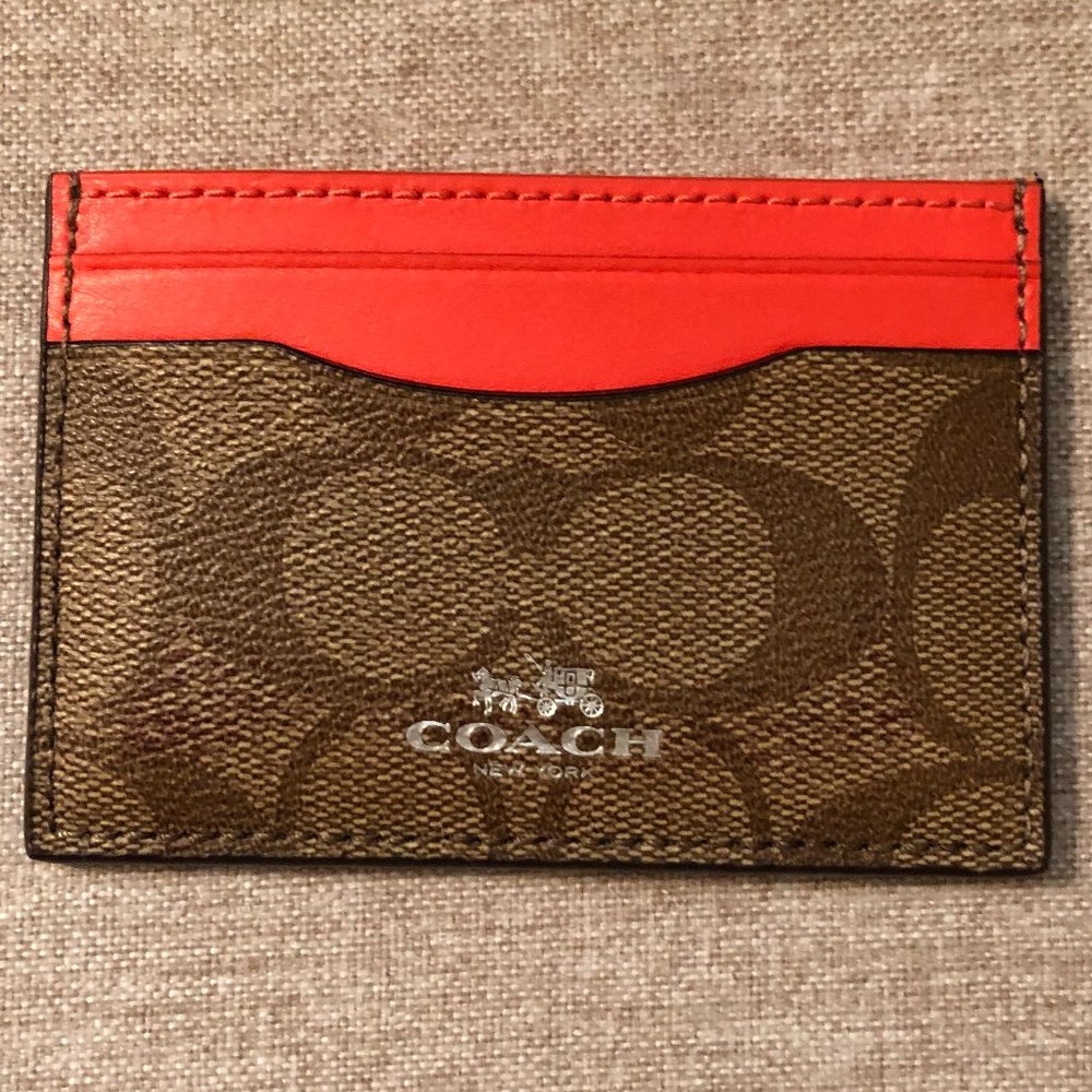 COACH tan/orange card case